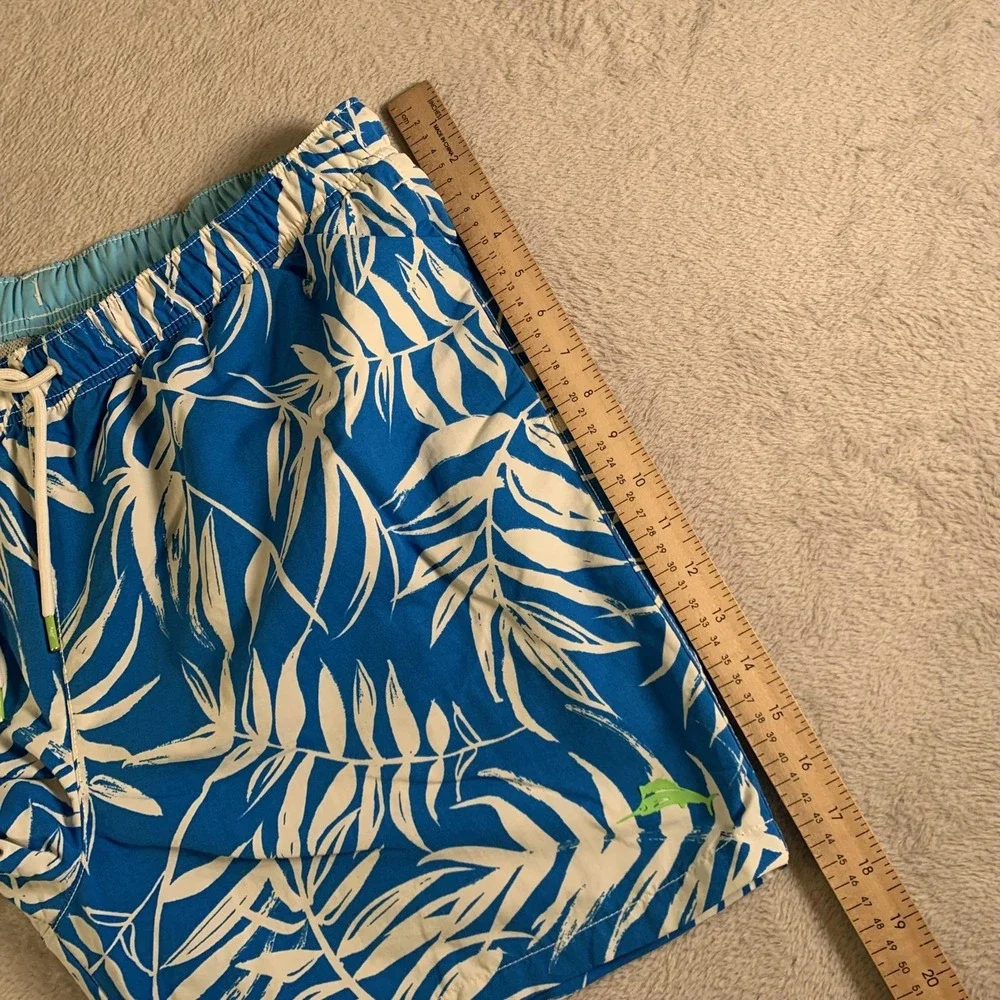 Tommy Bahama Swim Trunks Mens‎ XL Blue Tropical Leaf Print Mesh Lined Shorts